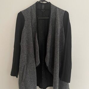 Black and Gray Open Front Cardigan